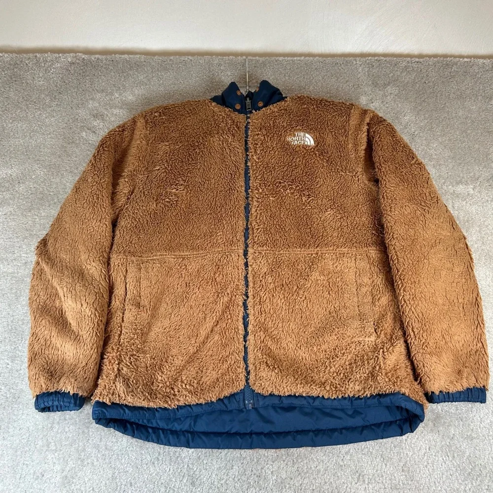 The North Face Reversible Mount Chimborazo Jacket Boys XL Navy Blue Brown Hooded